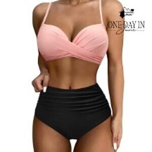 Aqua Eve High Waist Molded Cup Bikini Swimsuit Size M